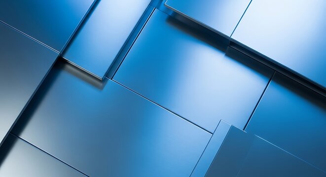 Blue Geometric Metal Panels Abstract Modern Wall