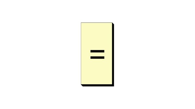 Animated of prominent equals symbol button, conveying concepts of parity, equilibrium, and comparison in a simple yet effective visual representation