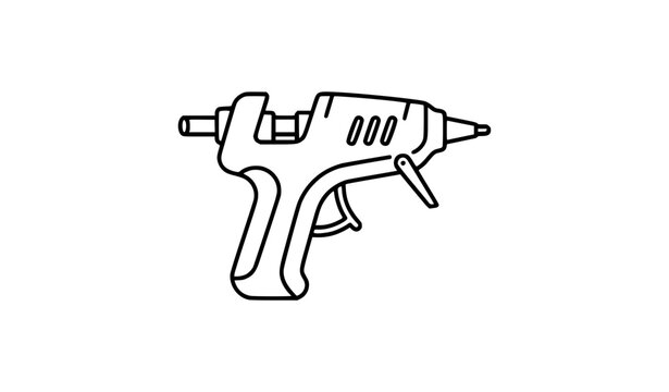 Mini hot glue gun compact craft tool line art outline vector illustration
