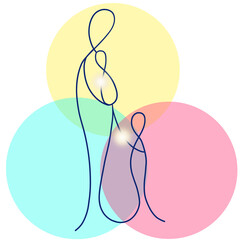 Human connection. Family. Abstract line art  illustration. 