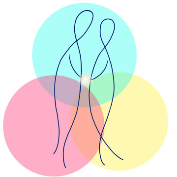 Human connection. Abstract line art  illustration. 
