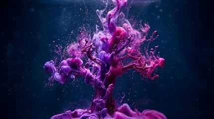Obraz premium Artistic tree silhouette created with swirling pink and purple ink
