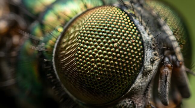 Extreme macro shot of a fly eye showing compound structure