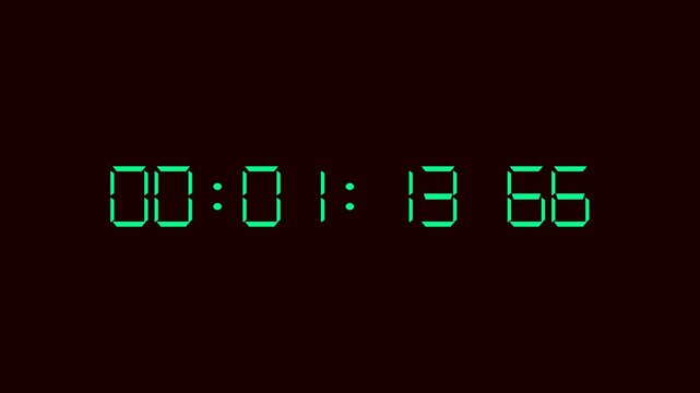 Digital timer display shows green numbers counting time on a dark background.