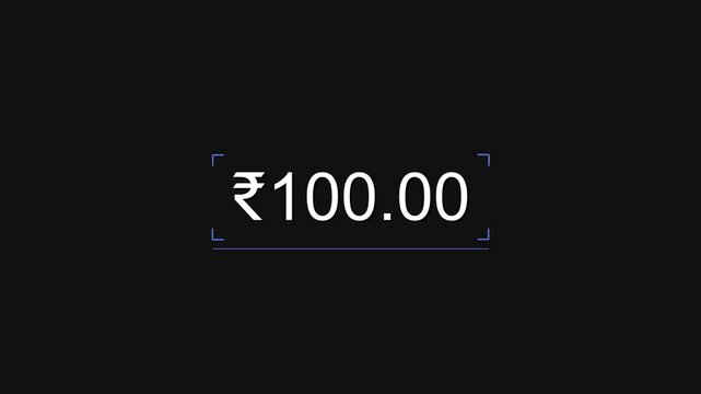 Indian rupee currency symbol displays numerical value on a dark background.
