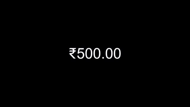 Indian rupee currency value five hundred displaying in white text over a black background.