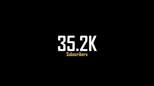 Subscriber count graphic displays thirty-five thousand subscribers on a black background.