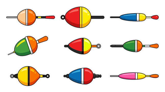 Assorted fishing floats and bobbers set.