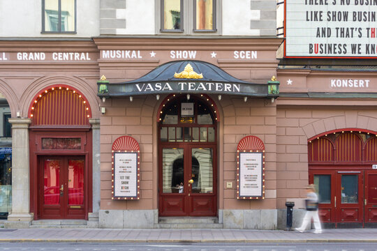Stockholm, Sweden - August 06, 2026: Vasa Teatern facade on Vasagatan in Stockholm