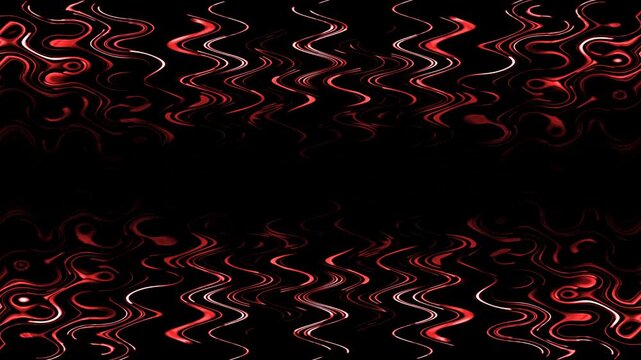 Abstract Red and White Waves on Black Background