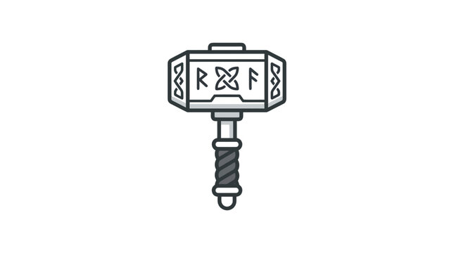 Nordic mjolnir hammer with ancient rune engravings.