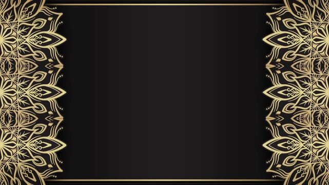 Elegant Golden Mandala Frame on Black Background