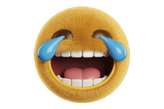 Laughing crying emoji face isolated on transparent background