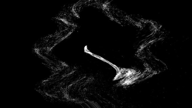 A white dust ray forming a circle and disappearing against a black background.
