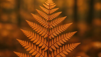 Naklejka premium Golden fern autumn forest desktop wallpaper