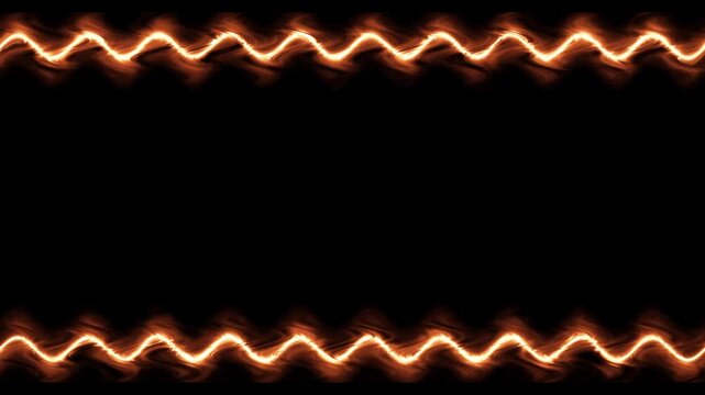 Abstract Orange Fire Wave Frame on Black Background