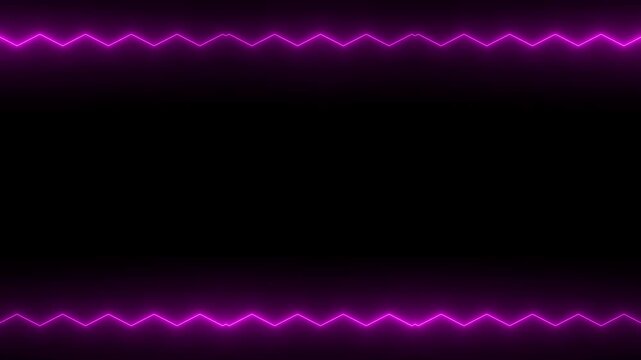 Abstract Purple Neon Zigzag Frame on Black Background