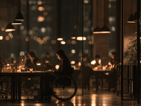 Person In Wheelchair Working With Diverse Team In Modern Bright Tech Office Authentic Candid Teamwork Inclusion Diversity Future Of Work Realism Corporate Lifestyle Real People