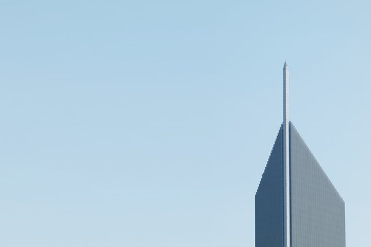 View of Roscosmos building spire in Moscow, Russia