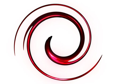 Red Neon Spiral Glow Element on Transparent Background