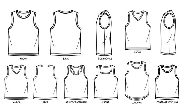 Minimal men undershirt hand drawn line art vector apparel set