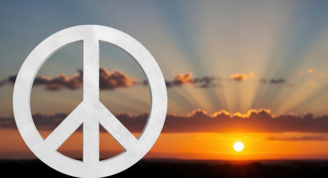 peace symbol at sunset promoting harmony and tranquility