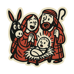 Naklejka premium PNG Nativity scene cartoon illustration.