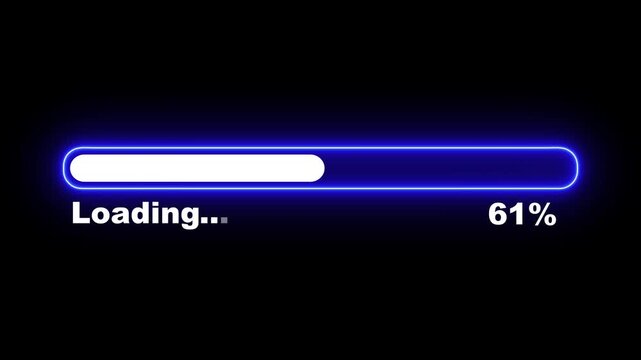 Progress bar animation with alpha channel, white loading bar animate on a transparent  background, 4k Video. Neon line loading bar, pixel art animation 


