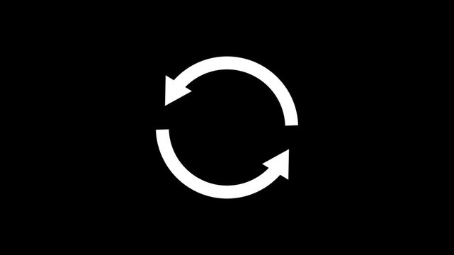 Circle arrow icon refresh, reload, recycle with alpha channel. 4k video Animated loading refresh arrows spinning,