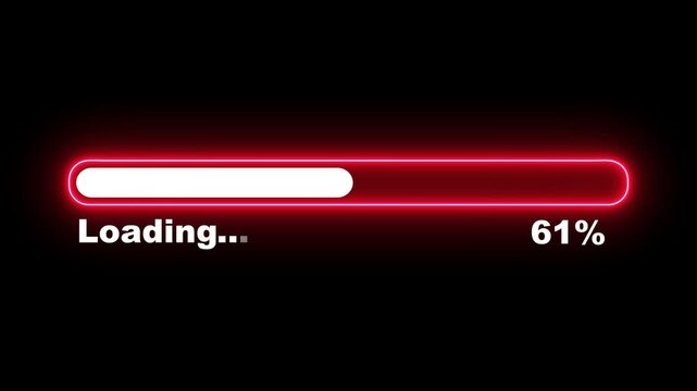 Progress bar animation with alpha channel, white loading bar animate on a transparent  background, 4k Video. Neon line loading bar, pixel art animation 


