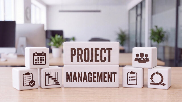 Project management planning for business organization scheduling task tracking and team coordination in corporate workplace