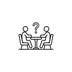 Fototapeta premium People having a meeting or conversation with a question mark conversation question discussion dialogue