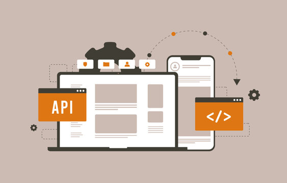 Headless CMS delivers content through APIs across websites and mobile apps. API driven content management improves omnichannel publishing and frontend flexibility vector illustration