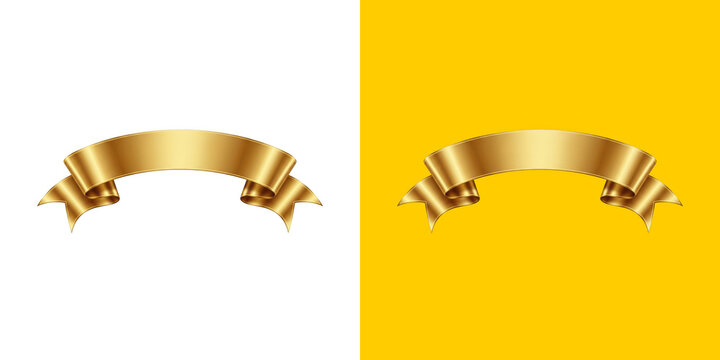 Shiny golden ribbon banner element graphic design