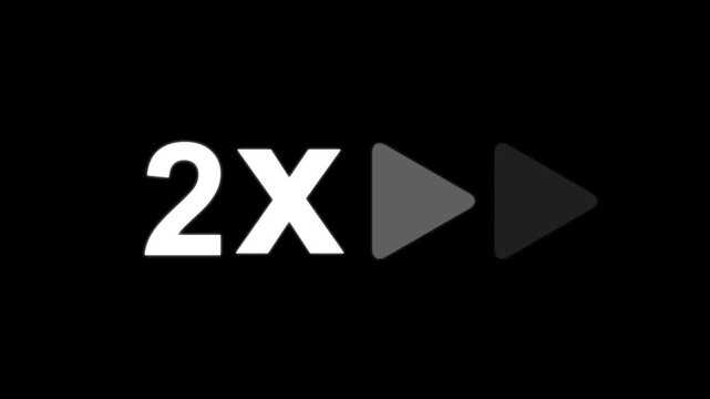 2x speed fast forward icon loop animation on transparent background 4K video overlay