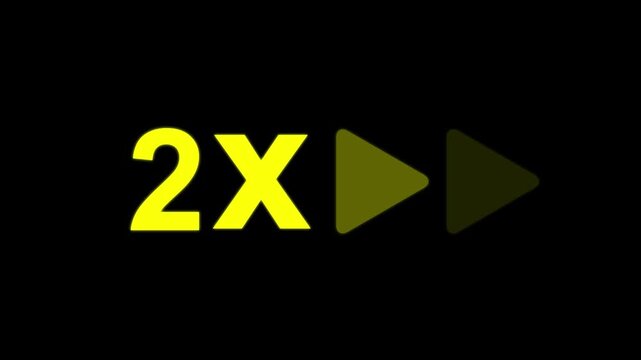 2x speed fast forward icon loop animation on transparent background 4K video overlay