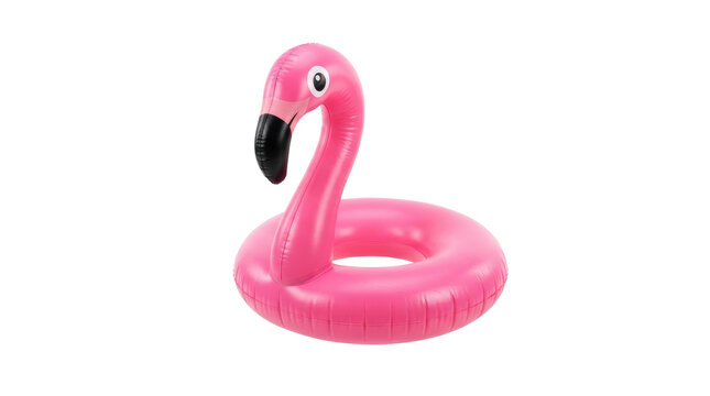 Pink inflatable flamingo pool float for summer fun.