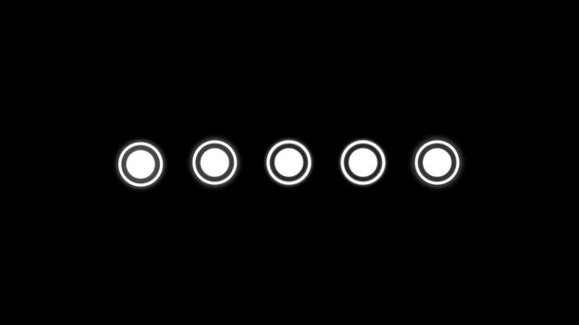Animated loading dots and circular progress indicator for minimal buffering loader on black background