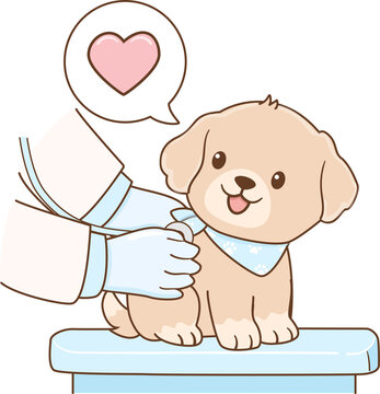 Cute Puppy at Veterinary Checkup Illustration