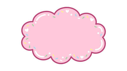 Fototapeta premium Pink cloud frame design with colorful sprinkles and star patterns for kawaii stationery