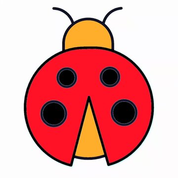 Bright Red Ladybug Icon, Spotted Lady Beetle Illustration