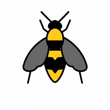 Bold Striped Honeybee Icon, Front View Flying Insect Illustration