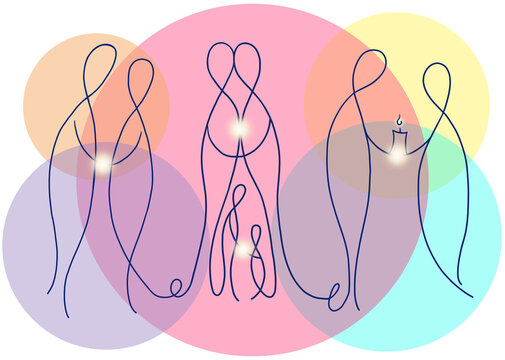 Human connection. Abstract line art illustration.