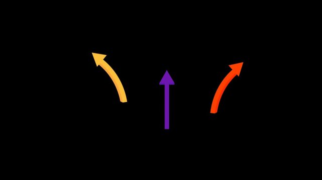 Animation of up arrow extending . handdrawn orange,purple,yellow arrow on transparent background