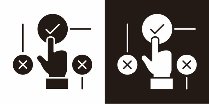 Decision Making  Icon Set Glyph White Style Collection  
