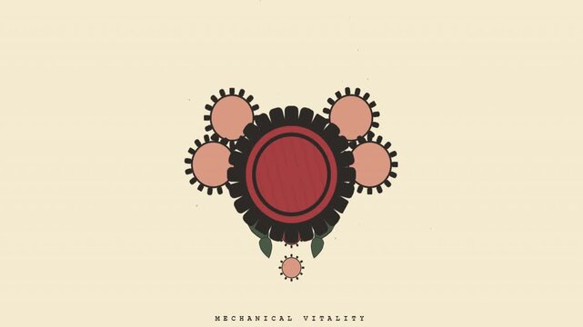 Mechanical Steampunk Heart with Rotating Clockwork Gears and Valves