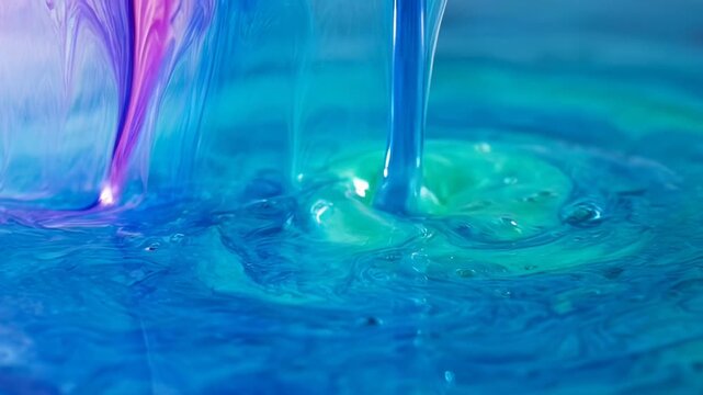 Mesmerizing color flow: vivid paint streams create hypnotic swirls