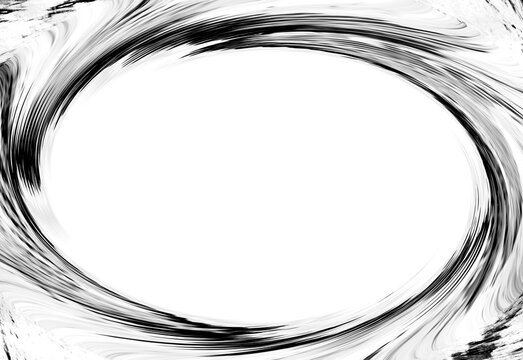 Black swirling oval brush frame with flowing ink texture surrounding a clean white center