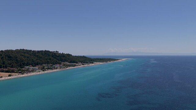 Possidi Beach coastline stretching