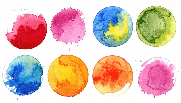  set of colorful drops isolated on white background, flat lay